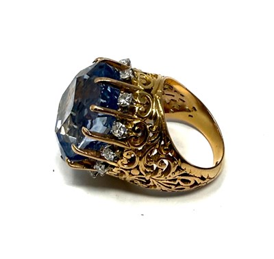 Lot 501 - SAPPHIRE AND DIAMOND COCKTAIL RING, 1960s
