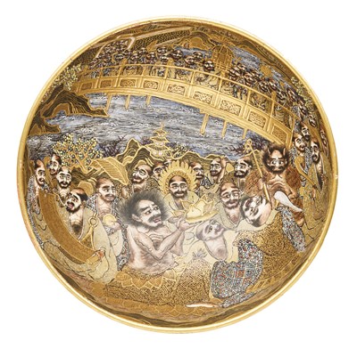 Lot 74 - A JAPANESE SATSUMA BOWL, MEIJI PERIOD (1868-1912)