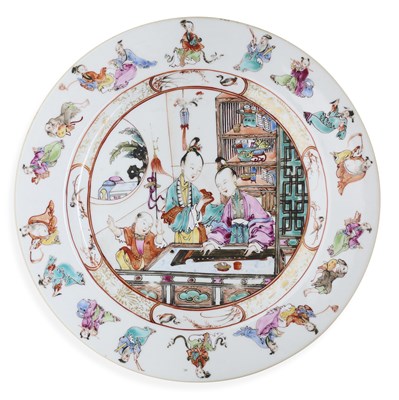 Lot 128 - A RARE CHINESE FAMILLE-ROSE 'IMMORTALS' PLATE