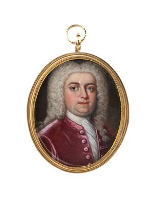 Lot 44 - A PORTRAIT MINIATURE OF A GENTLEMAN, POSSIBLY THE HOLY ROMAN EMPEROR FRANCIS I