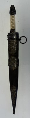 Lot 30 - A RARE RUSSIAN (TULA) HUNTING DAGGER OF KINDJAL FORM, 19TH CENTURY