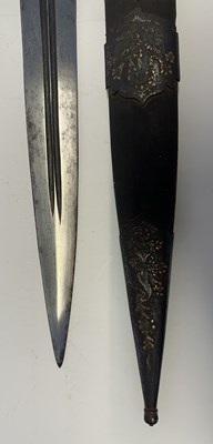 Lot 30 - A RARE RUSSIAN (TULA) HUNTING DAGGER OF KINDJAL FORM, 19TH CENTURY