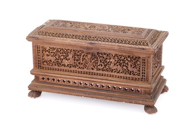 Lot 164 - A MYSORE CARVED SANDALWOOD CASKET, DECCAN, INDIA, CIRCA 1880