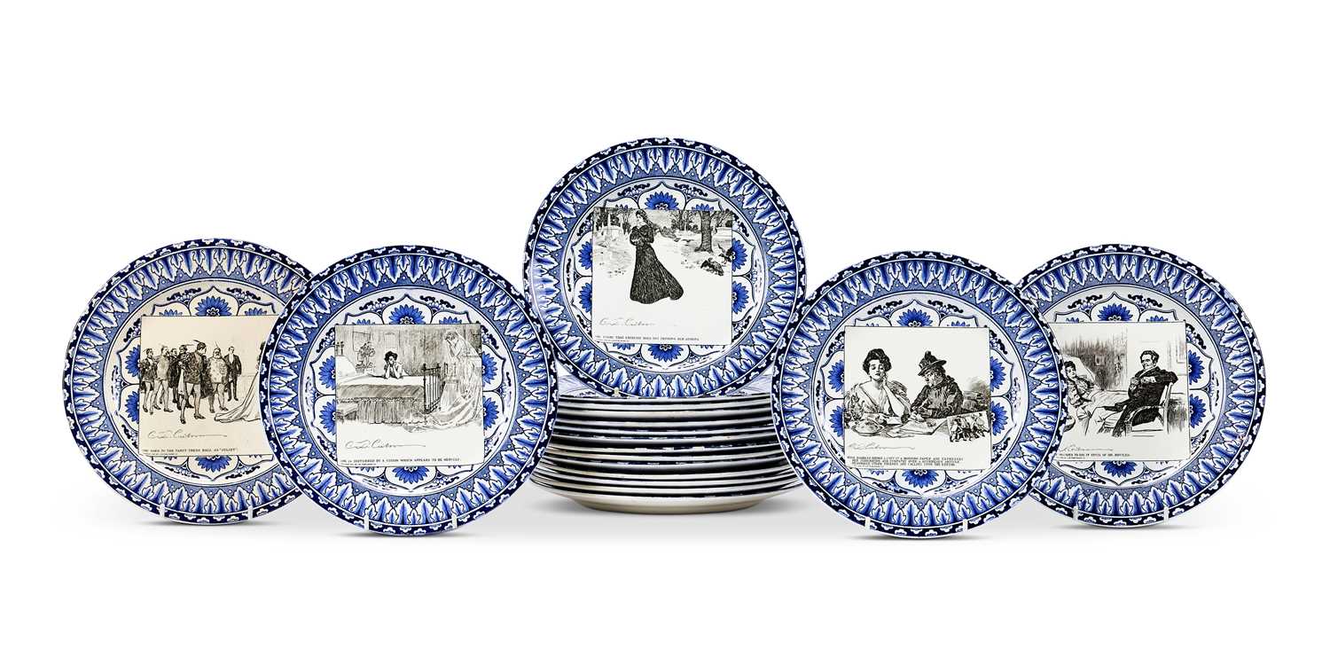 Lot 26 - A SET OF EIGHTEEN ROYAL DOULTON 'GIBSON GIRL' SERIESWARE PLATES, CIRCA 1902-15