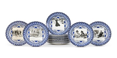 Lot 26 - A SET OF EIGHTEEN ROYAL DOULTON 'GIBSON GIRL' SERIESWARE PLATES, CIRCA 1902-15