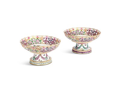 Lot 13 - TWO MEISSEN (MARCOLINI) PIERCED COMPORTS, CIRCA 1800