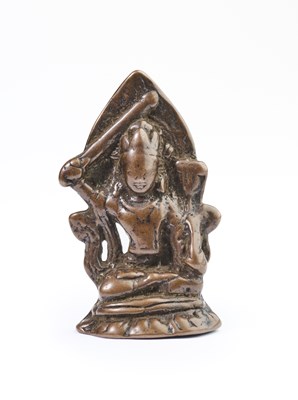 Lot 143 - A SMALL BRONZE FIGURE OF MANJUSRI, KASHMIR, 8TH/9TH CENTURY