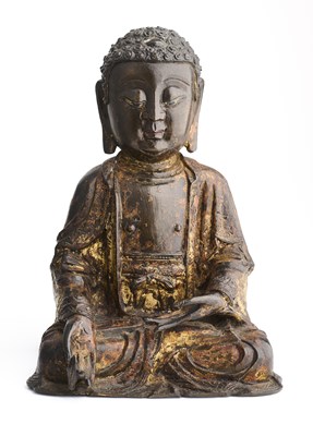 Lot 18 - A CHINESE BRONZE BUDDHA, MING DYNASTY, 16/17TH CENTURY