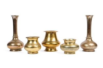 Lot 437 - FIVE INDIAN BRASS VESSELS, 18TH/19TH CENTURY
