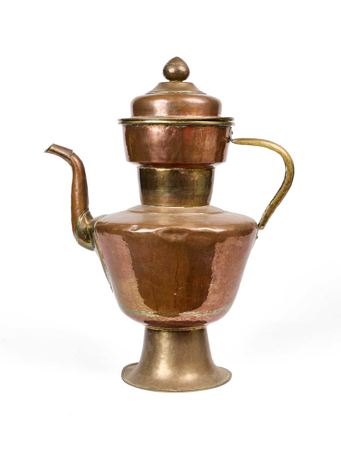 Lot 410 - A COPPER AND BRASS TEAPOT, TIBET, CIRCA 1900