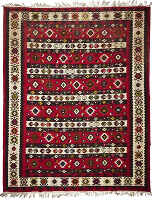 Lot 185 - A KILIM CARPET, POSSIBLY THRACIAN, LATE 20TH CENTURY
