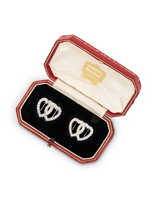 Lot 447 - CARTIER, LONDON: PAIR OF DIAMOND DRESS CLIPS, 1920s