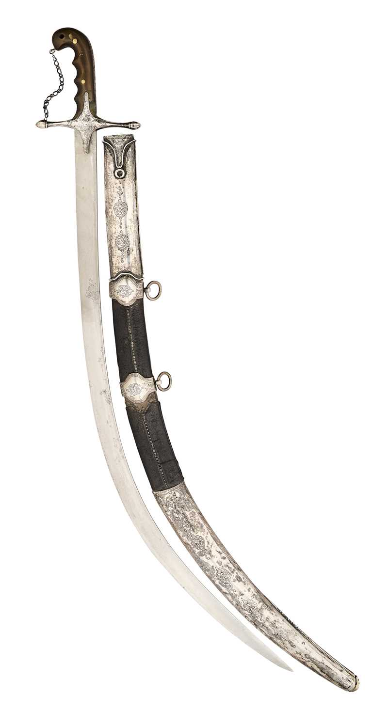 Lot 35 - AN OTTOMAN SILVER-MOUNTED SHAMSHIR, 19TH CENTURY