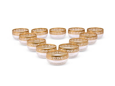 Lot 81 - A SET OF TWELVE SAINT LOUIS GLASS FINGER-BOWLS, 20TH CENTURY