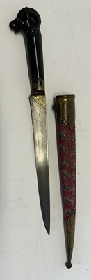 Lot 8 - AN INDIAN JADE-HILTED KARD WITH RAM’S HEAD POMMEL, 18TH CENTURY