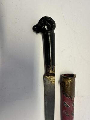 Lot 8 - AN INDIAN JADE-HILTED KARD WITH RAM’S HEAD POMMEL, 18TH CENTURY