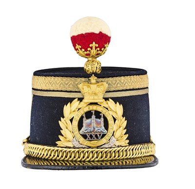 Lot 159 - AN OFFICER'S LAST PATTERN SHAKO OF THE 25TH FOOT (KING'S OWN BORDERERS)