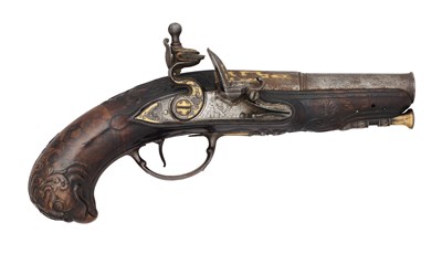 Lot 248 - A SMALL FRENCH 40 BORE FLINTLOCK BELT PISTOL, MID-18TH CENTURY