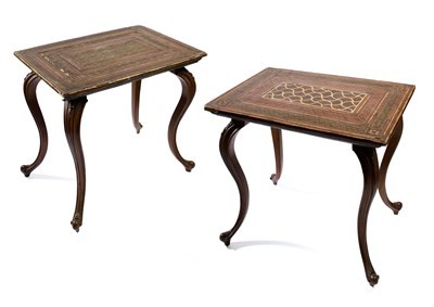 Lot 155 - TWO QATAMKARI MIRROR FRAMES CONVERTED INTO SIDE TABLES, 19TH CENTURY AND LATER