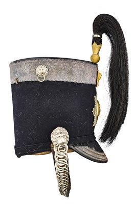 Lot 160 - AN OFFICER'S LIGHT DRAGOON PATTERN SHAKO OF THE WARWICKSHIRE YEOMANRY