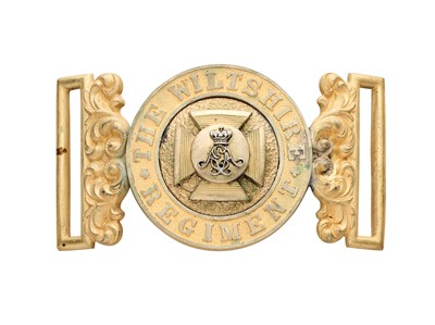 Lot 598 - AN INTERLOCKING OFFICER'S WAIST BELT CLASP OF THE WILTSHIRE REGIMENT, CIRCA 1881-1902