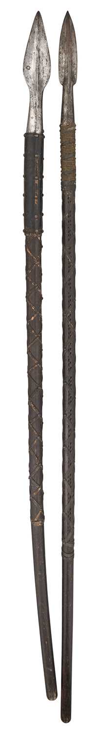 Lot 68 - TWO GERMAN BOAR-SPEARS, LATE 18TH/19TH CENTURY
