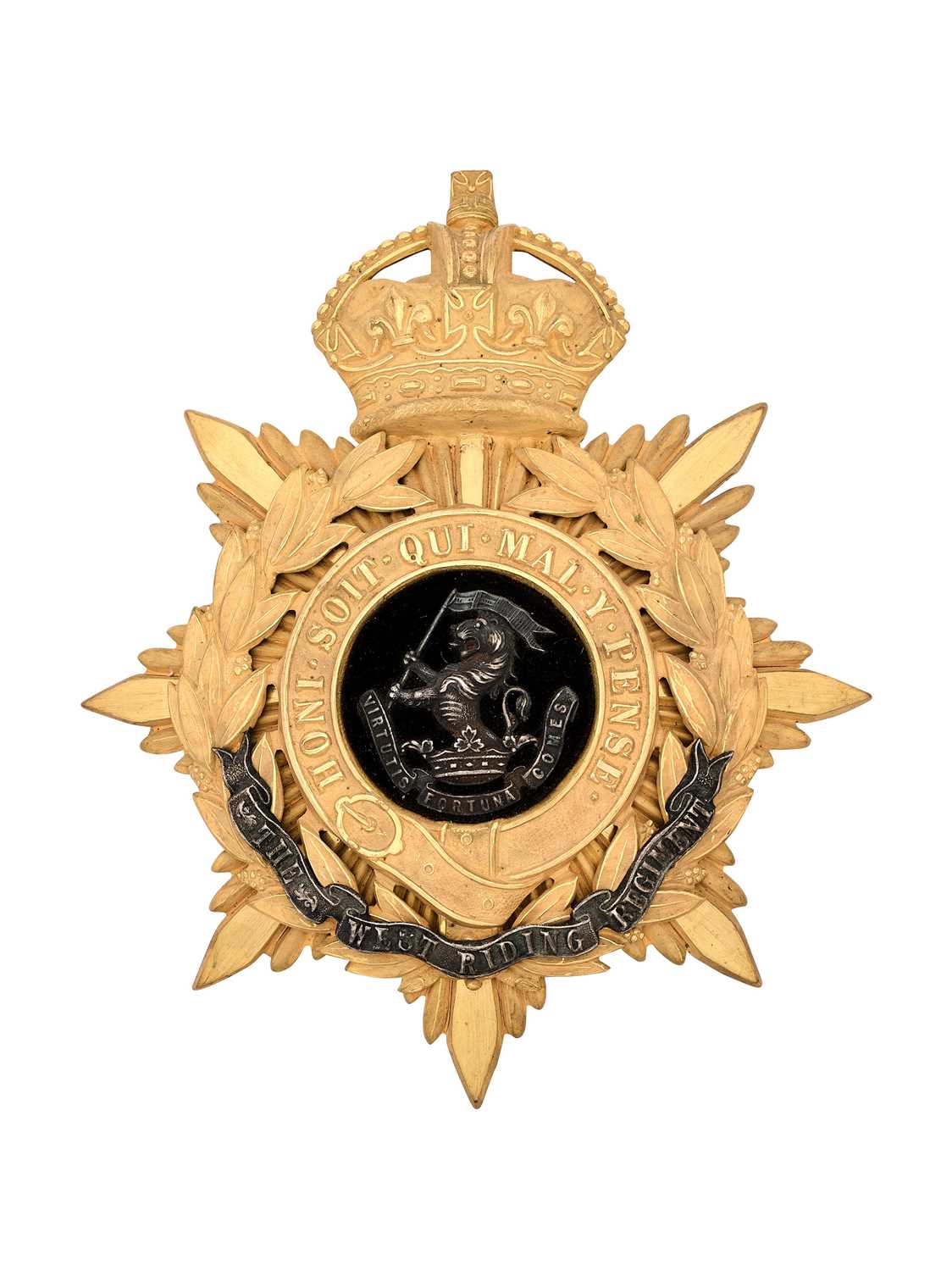 Lot 579 - A DUKE OF WELLINGTON'S (WEST RIDING) REGIMENT OFFICER'S HELMET PLATE, CIRCA 1881-1901