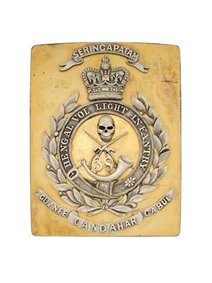 Lot 584 - A 38TH BENGAL VOLUNTEER LIGHT INFANTRY OFFICER'S SHOULDER BELT PLATE, CIRCA 1842-57
