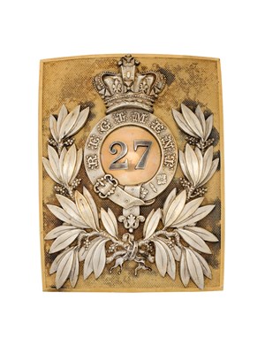 Lot 586 - A 27TH MADRAS NATIVE INFANTRY REGIMENT OFFICER'S SHOULDER BELT PLATE, CIRCA 1824-57