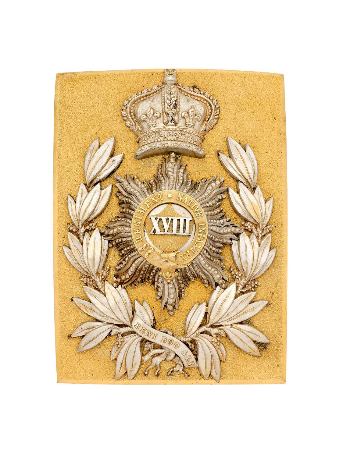 Lot 585 - A RARE VICTORIAN 18TH REGIMENT OF BOMBAY NATIVE INFANTRY OFFICER'S SHOULDER BELT PLATE