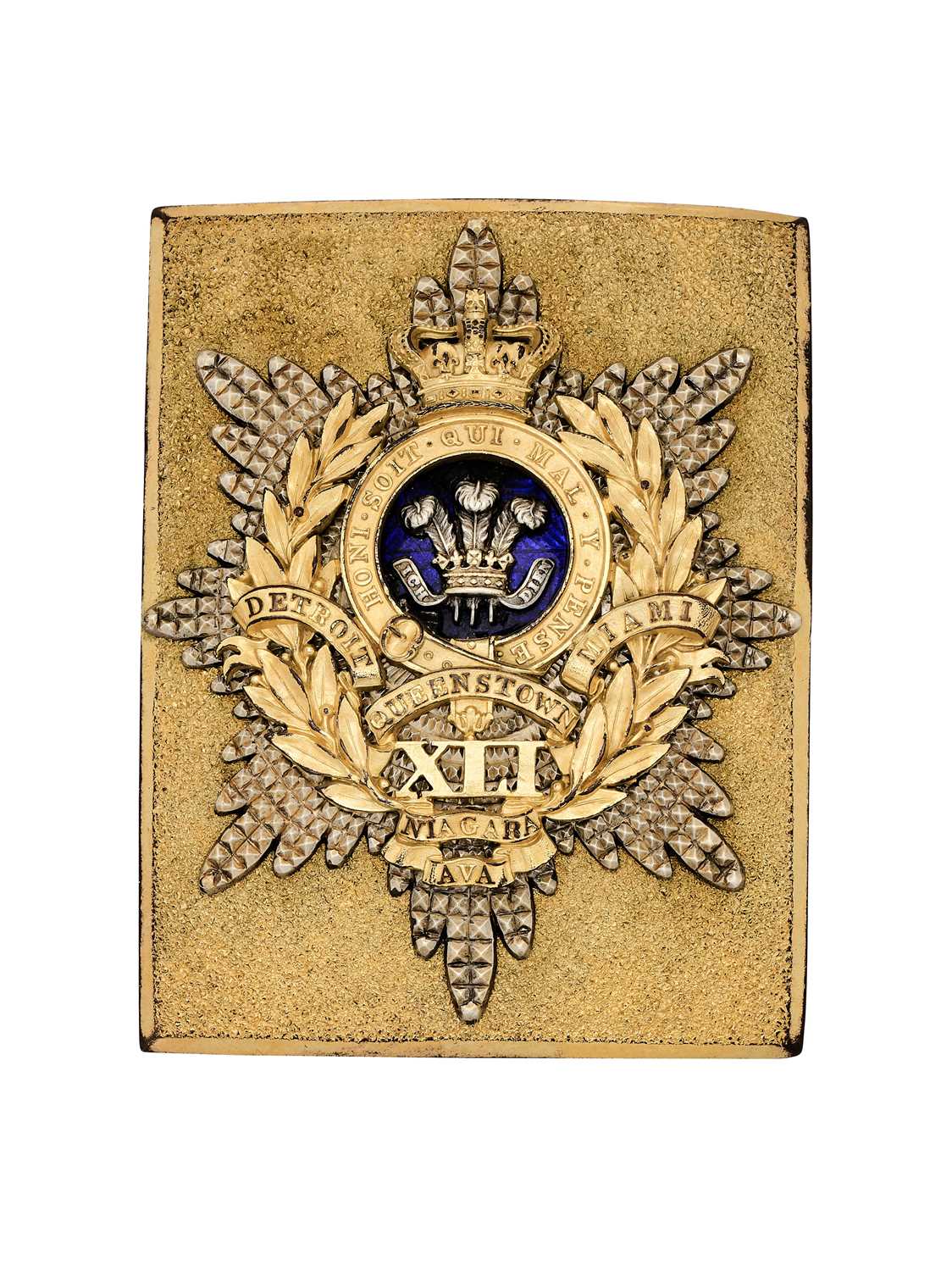 Lot 589 - A 41ST (THE WELSH) REGIMENT OF FOOT OFFICER'S SHOULDER BELT PLATE, PRE-1855