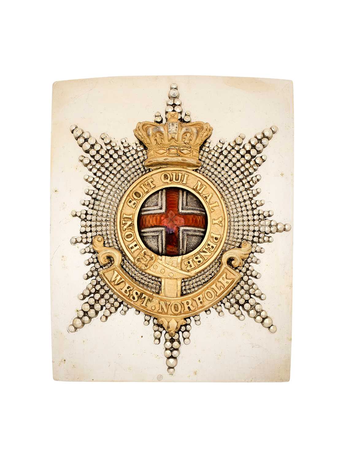 Lot 592 - AN WEST NORFOLK REGIMENT OFFICER'S SHOULDER BELT PLATE, PHILIP FIRMIN & SON, LONDON, 1852
