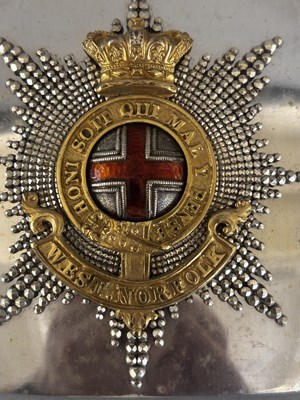 Lot 592 - AN WEST NORFOLK REGIMENT OFFICER'S SHOULDER BELT PLATE, PHILIP FIRMIN & SON, LONDON, 1852