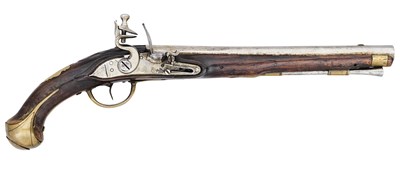Lot 233 - A 14 BORE AUSTRIAN MODEL 1744 FLINTLOCK HOLSTER PISTOL, CIRCA 1745-50