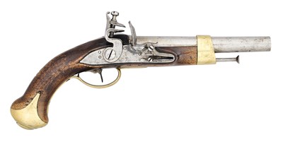 Lot 255 - A 16 BORE GERMAN (HANOVERIAN) FLINTLOCK MILITARY PISTOL, CIRCA 1780, MODIFIED CIRCA 1810