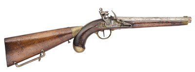 Lot 259 - A 20 BORE GERMAN (HANOVERIAN) MODEL 1816 FLINTLOCK RIFLED CAVALRY PISTOL