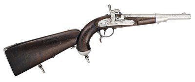 Lot 282 - A 29 BORE AUSTRIAN MODEL 1862 EXPERIMENTAL CAVALRY PISTOL WITH SHOULDER STOCK, DATED 1864