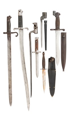 Lot 548 - A FAIRBURN SYKES THIRD PATTERN FIGHTING KNIFE, AND SIX VARIOUS BAYONETS