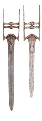 Lot 108 - TWO SOUTH INDIAN KATARS, 17TH CENTURY, PROBABLY TANJORE OR GOLCONDA