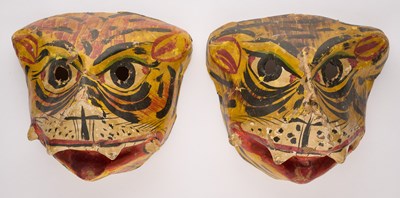 Lot 7 - TWO PAPIER MACHE RITUAL MASKS, INDIA, 20TH CENTURY
