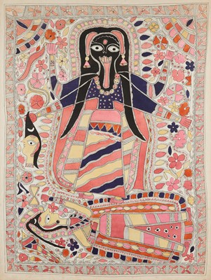 Lot 13 - A MADHUBANI PAINTING OF KALI, EASTERN INDIA, 20TH CENTURY