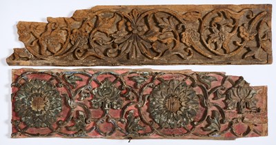 Lot 167 - FOUR WOOD FRIEZE PANELS, INDIA AND SYRIA, 18TH/19TH CENTURY