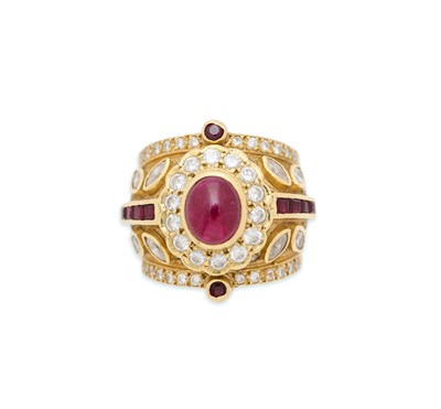 Lot 122 - RUBY AND DIAMOND COCKTAIL RING, 1997