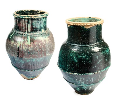 Lot 67 - TWO LARGE TURQUOISE GLAZED STORAGE JARS, PERSIA, 13TH CENTURY OR LATER