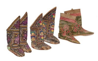 Lot 144 - THREE PAIRS OF BOOTS, (MAKHSI), CENTRAL ASIA, EARLY 20TH CENTURY