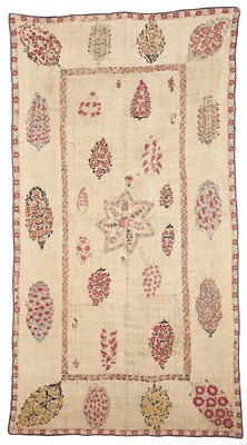 Lot 32 - A QUILTED NURATA SUZANI, UZBEKISTAN, MID 19TH CENTURY OR EARLIER