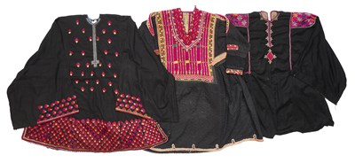 Lot 61 - THREE PHULKARI EMBROIDERED DRESSES, PUNJAB, 20TH CENTURY