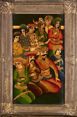 Lot 79 - A QAJAR REVERSE GLASS PAINTING, PERSIA, CIRCA 1900