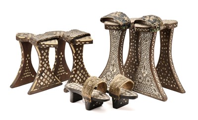 Lot 78 - THREE PAIRS OF HAMMAM SANDALS, DAMASCUS, SYRIA, CIRCA 1900