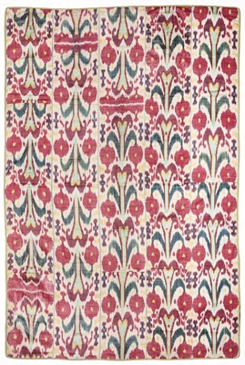 Lot 131 - AN IKAT PANEL, UZBEKISTAN, SECOND HALF 19TH CENTURY